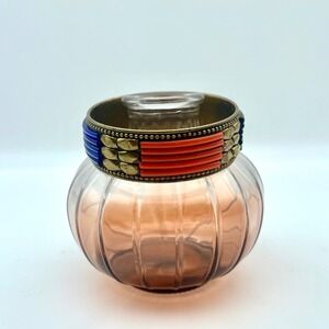 Bangle Bracelet Wide Band Orange‎ Blue Black Gold Tone Statement Jewelry